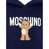 Moschino Felpa Chiusa con Cappuccio tinta unita con Logo Blu per Bambino HUF09FX BLU MOSCHINO 