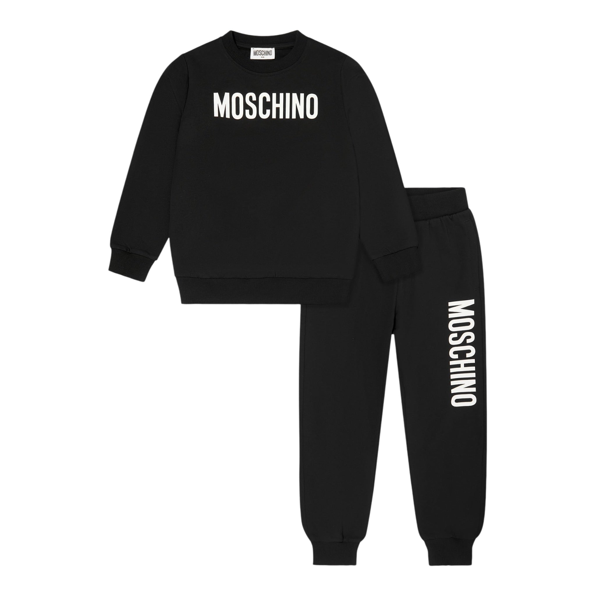 Moschino Completo 2 Pezzi Felpa-Pantalone tinta unita Nero per Bambino HUK048 NERO MOSCHINO 