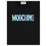 Moschino T-Shirt Girocollo tinta unita con Stampa Nero per Bambino HUM05I NERO MOSCHINO 