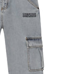 Moschino Jeans tinta unita con Tasconi Azzurro per Bambino HUP08H AZZURRO MOSCHINO 