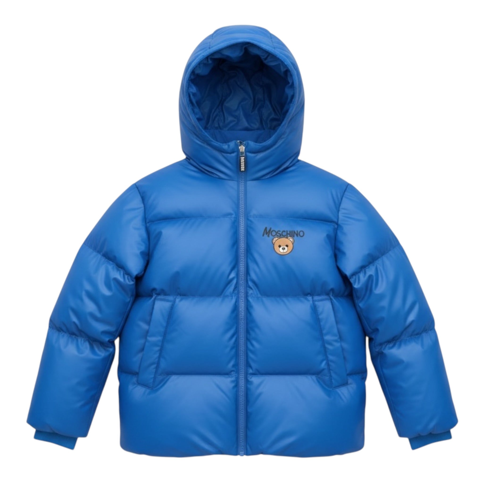 Moschino Giubbino tinta unita con Cappuccio Cobalto per Bambino HUS05PP COBALTO MOSCHINO 