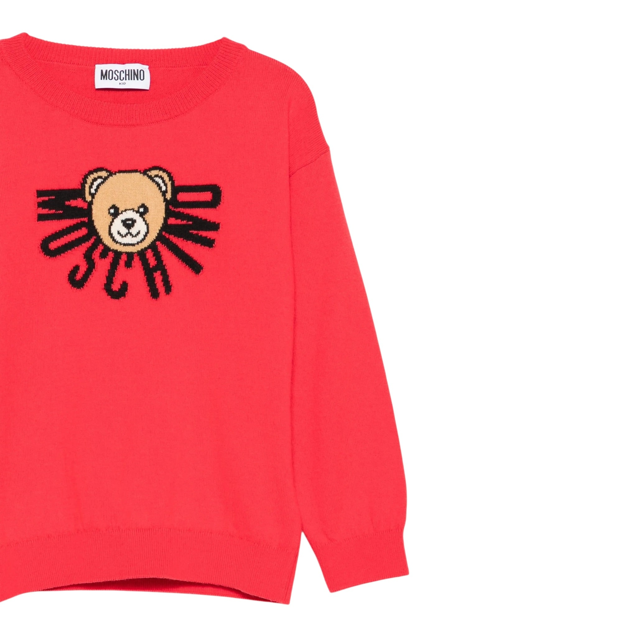 Moschino Maglia Girocollo tinta unita con Logo Rosso per Bambino HUW01A ROSSO MOSCHINO 