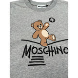 Moschino Shirt Girocollo tinta unita con Logo Grigio per Bambino HZO00J GRIGIO MOSCHINO 