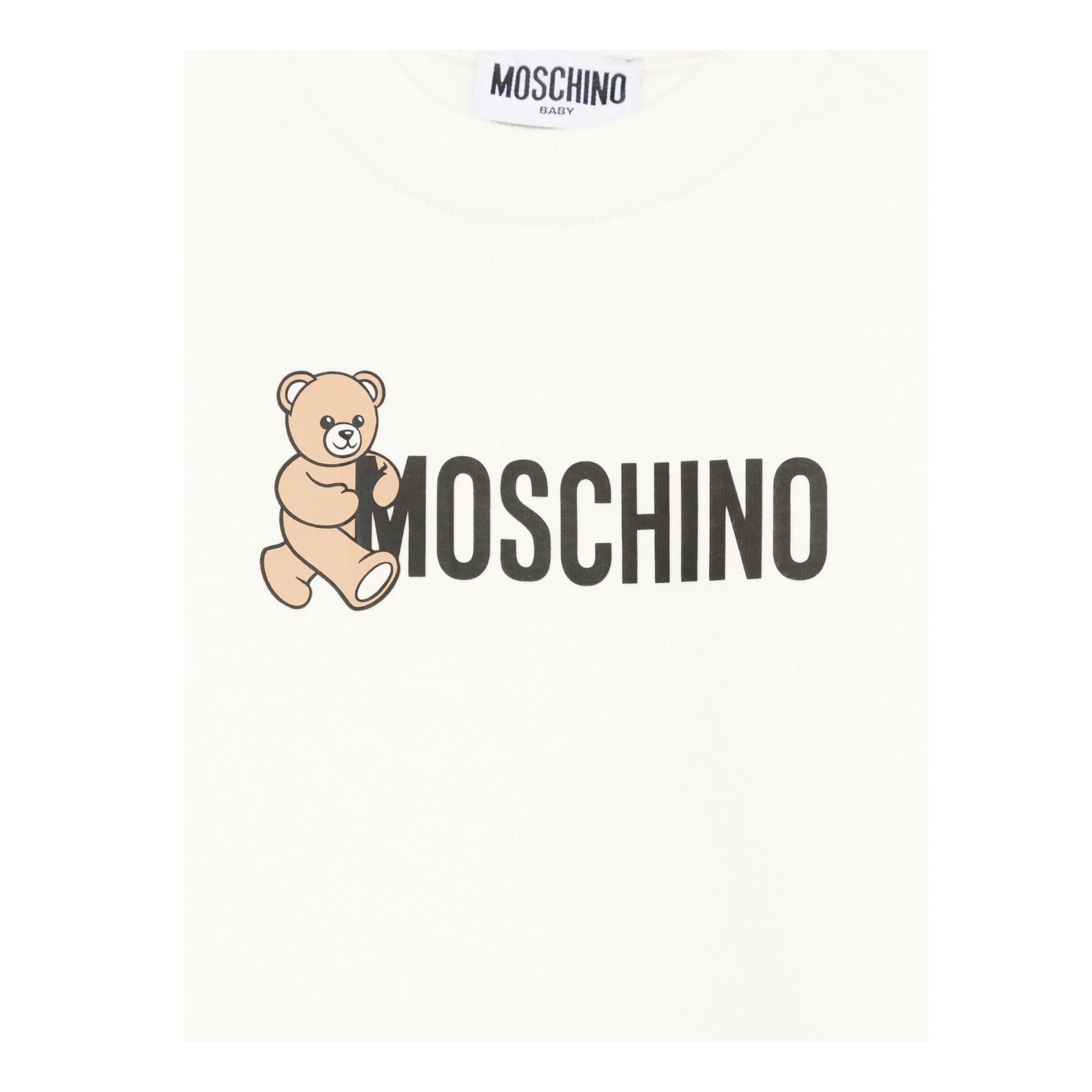 Moschino Felpa Chiusa Girocollo tinta unita con Logo Panna per Neonato M8F03QXX PANNA MOSCHINO 