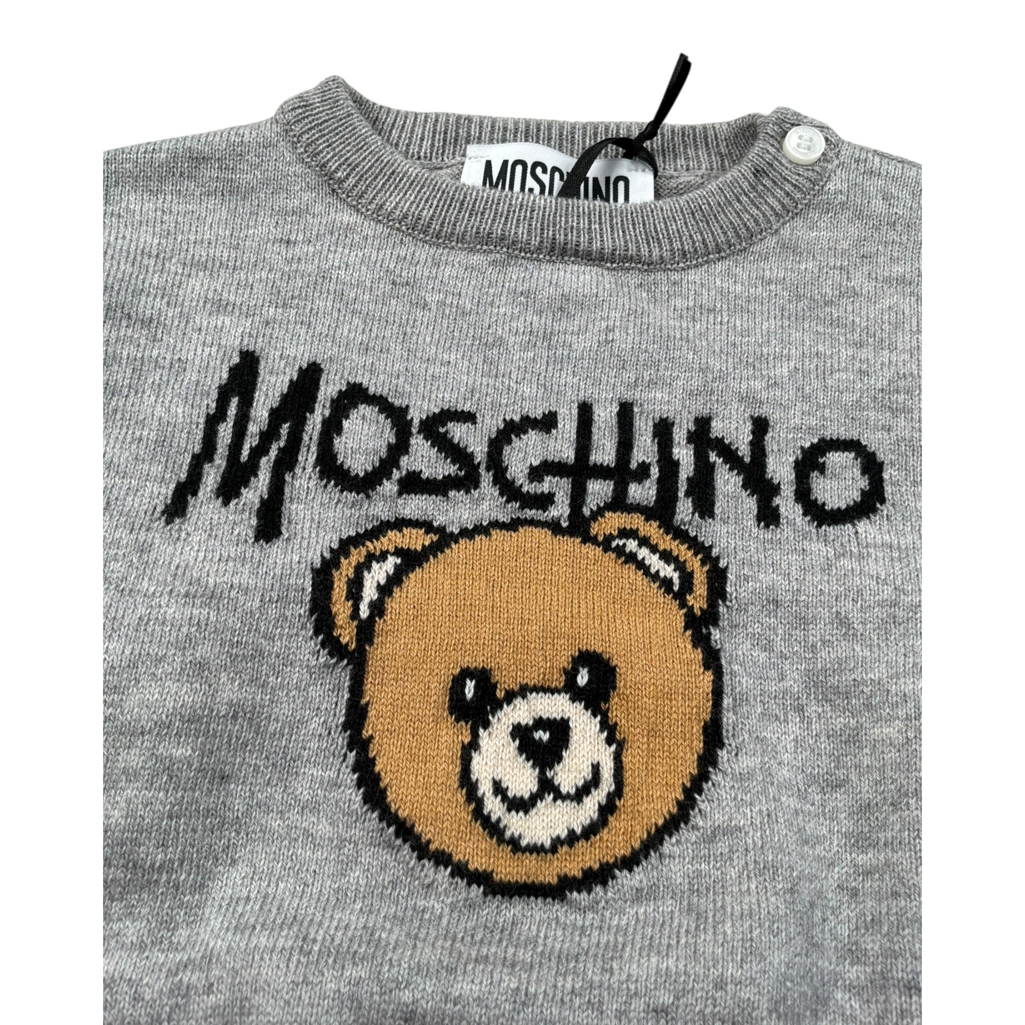 Moschino Maglia Girocollo tinta unita con Logo Grigio per Neonato M9W00J GRIGIO MOSCHINO 