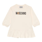 Moschino Abito Manica Lunga tinta unita con Logo Beige per Neonata MAV0BK BEIGE MOSCHINO 