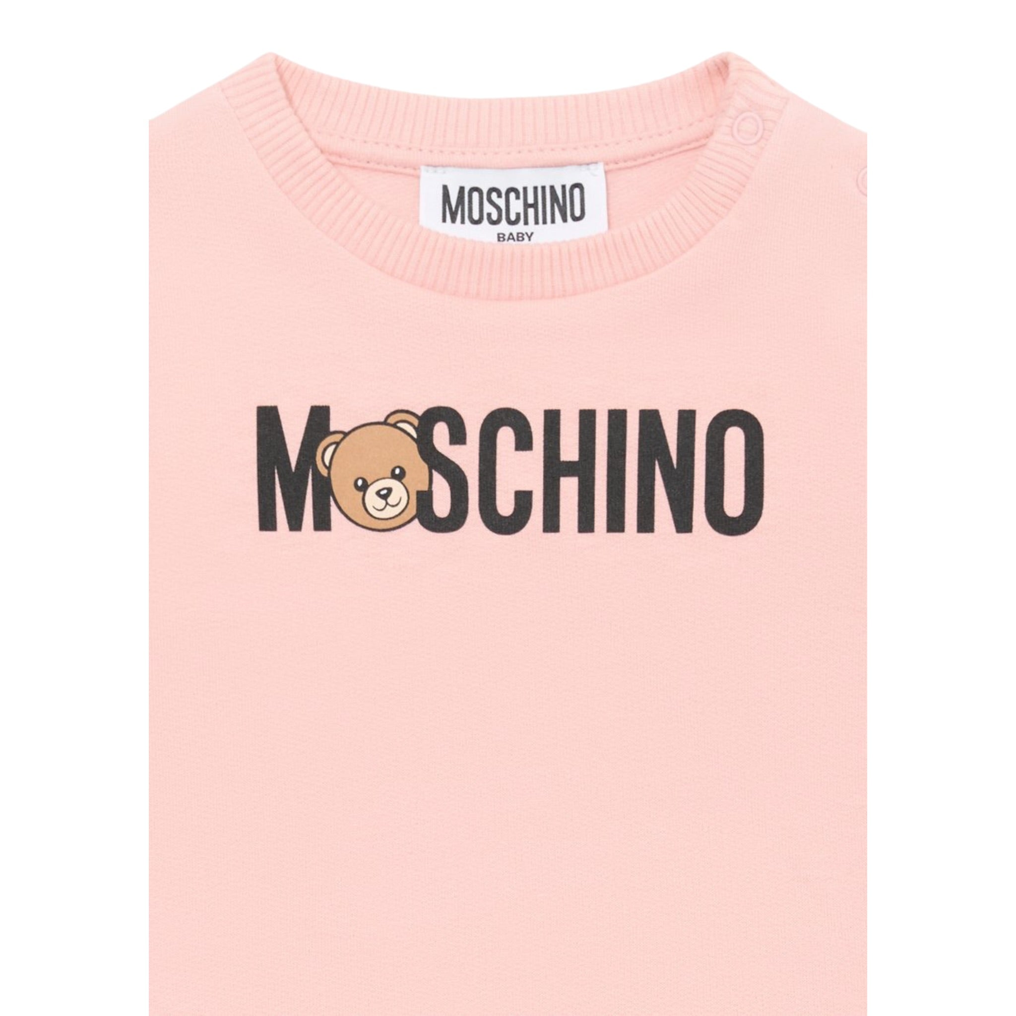 Moschino Abito Manica Lunga tinta unita con Logo Rosa per Bambina MAV0BKJ ROSA MOSCHINO 