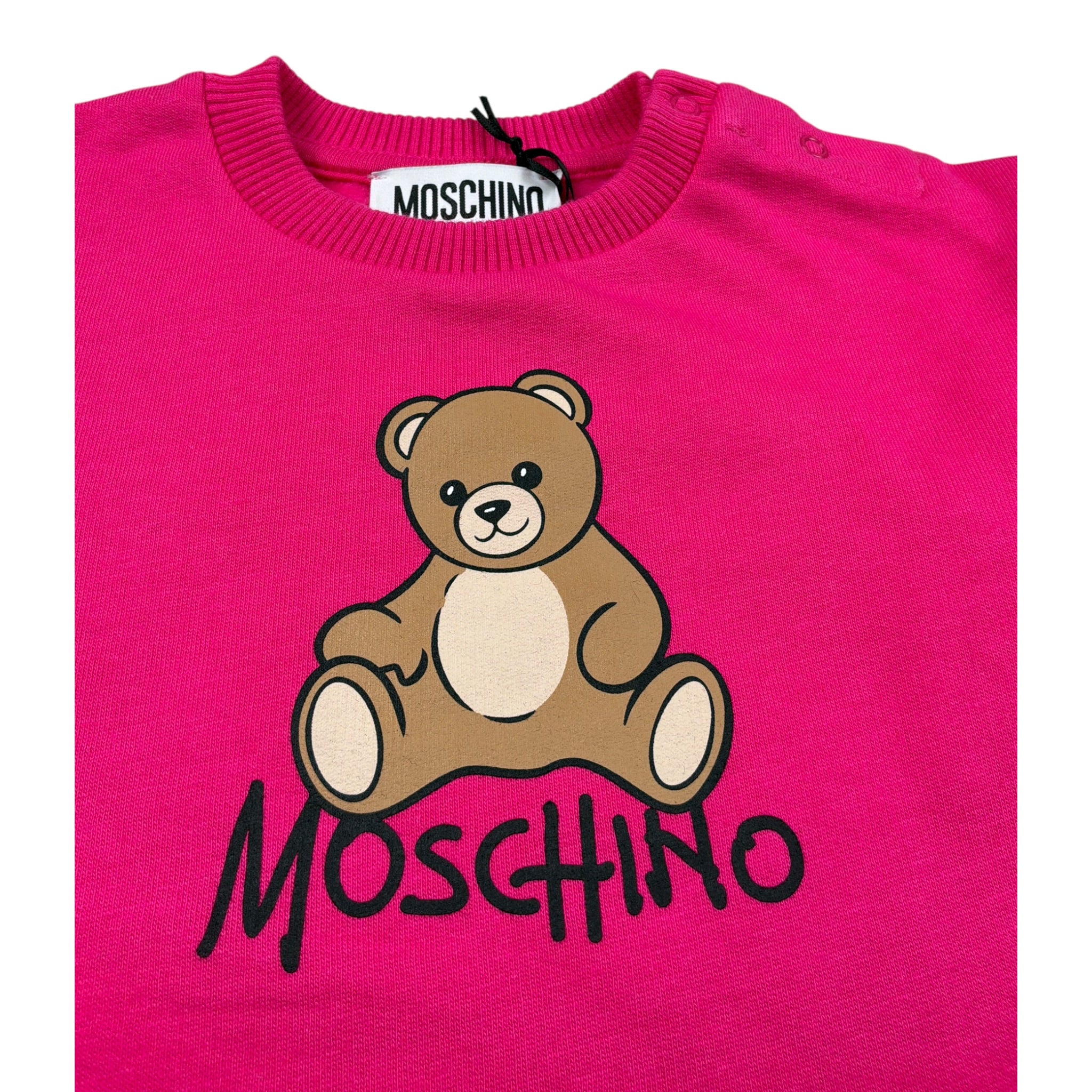 Moschino Abito Manica Lunga tinta unita con Logo Fuxia per Neonata MBV0CV FUXIA MOSCHINO 