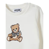 Moschino Felpa Chiusa Girocollo Tinmta Unita con Stampa Panna per Neonata MDF034 PANNA MOSCHINO 