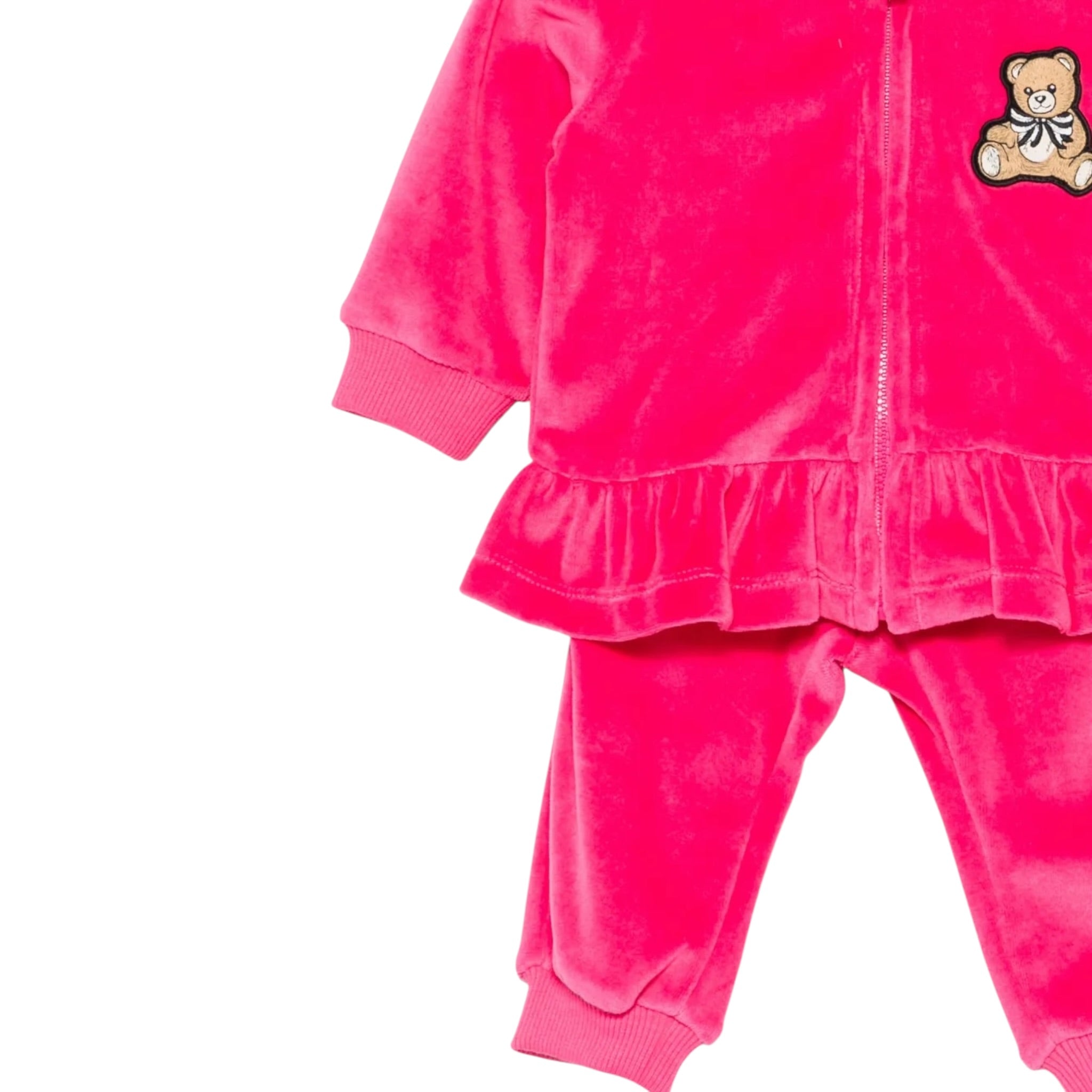 Moschino Completo 2 Pezzi In Vellutto Felpa-Pantalone tinta unita Fuxia per Neonata MDK03B FUXIA MOSCHINO 