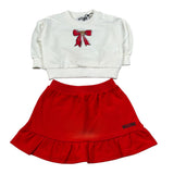 Moschino Completo 2 Pezzi Felpa-Gonna Panna/Rosso per Neonata MDK03H PANNA/ROSSO MOSCHINO 