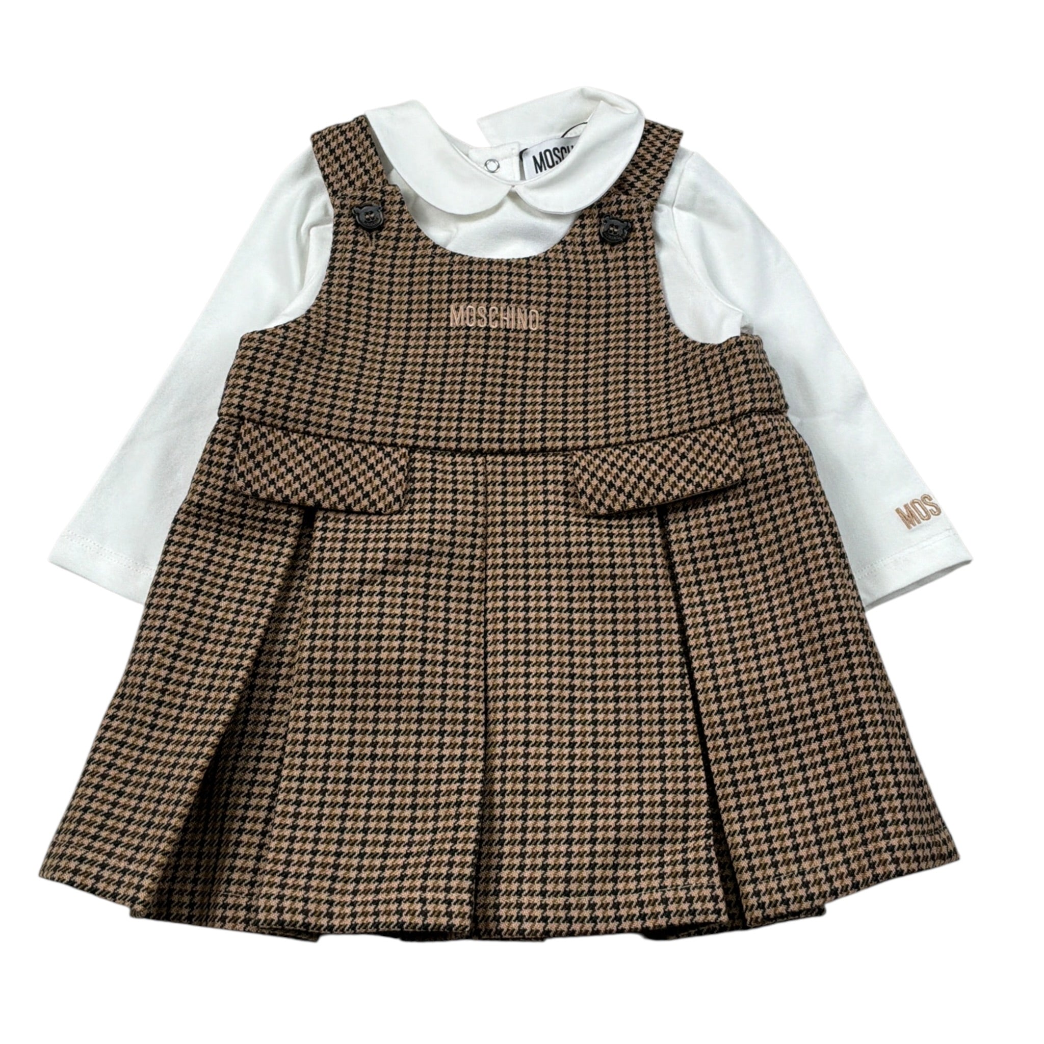 Moschino Completo 2 Pezzi Shirt-Salopette Marrone per Neonata MDK03N MARRONE MOSCHINO 
