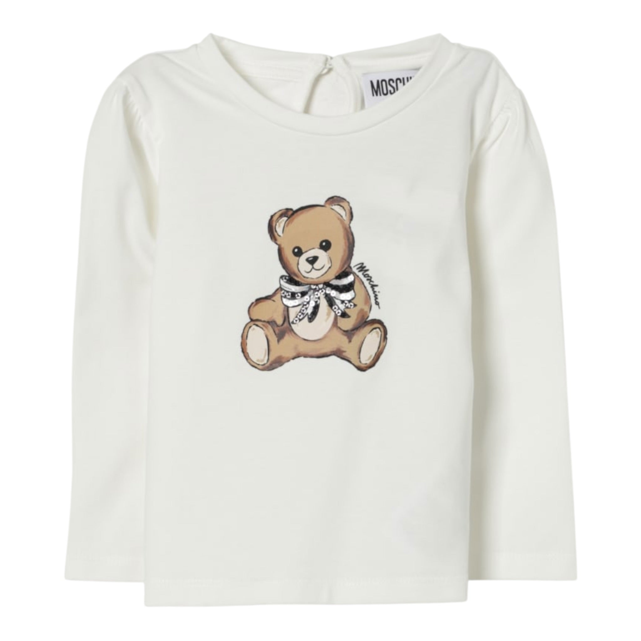 Moschino Shirt Girocollo tinta unita con Logo Bianco per Neonata MDO00U BIANCO MOSCHINO 