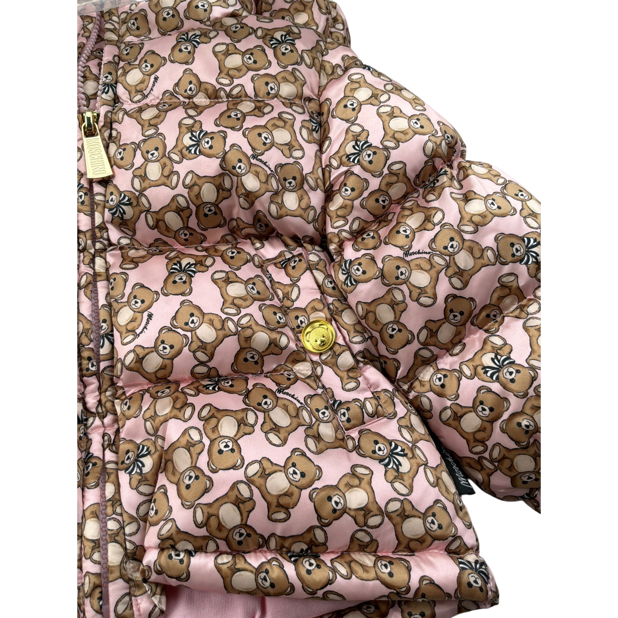 Moschino Giubbino tinta unita con Cappuccio E Stampe Rosa per Neonata MDS02JX ROSA MOSCHINO 