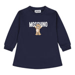 Moschino Abito Girocollo tinta unita con Logo Blu per Bambina MDV0CVXJ BLU MOSCHINO 