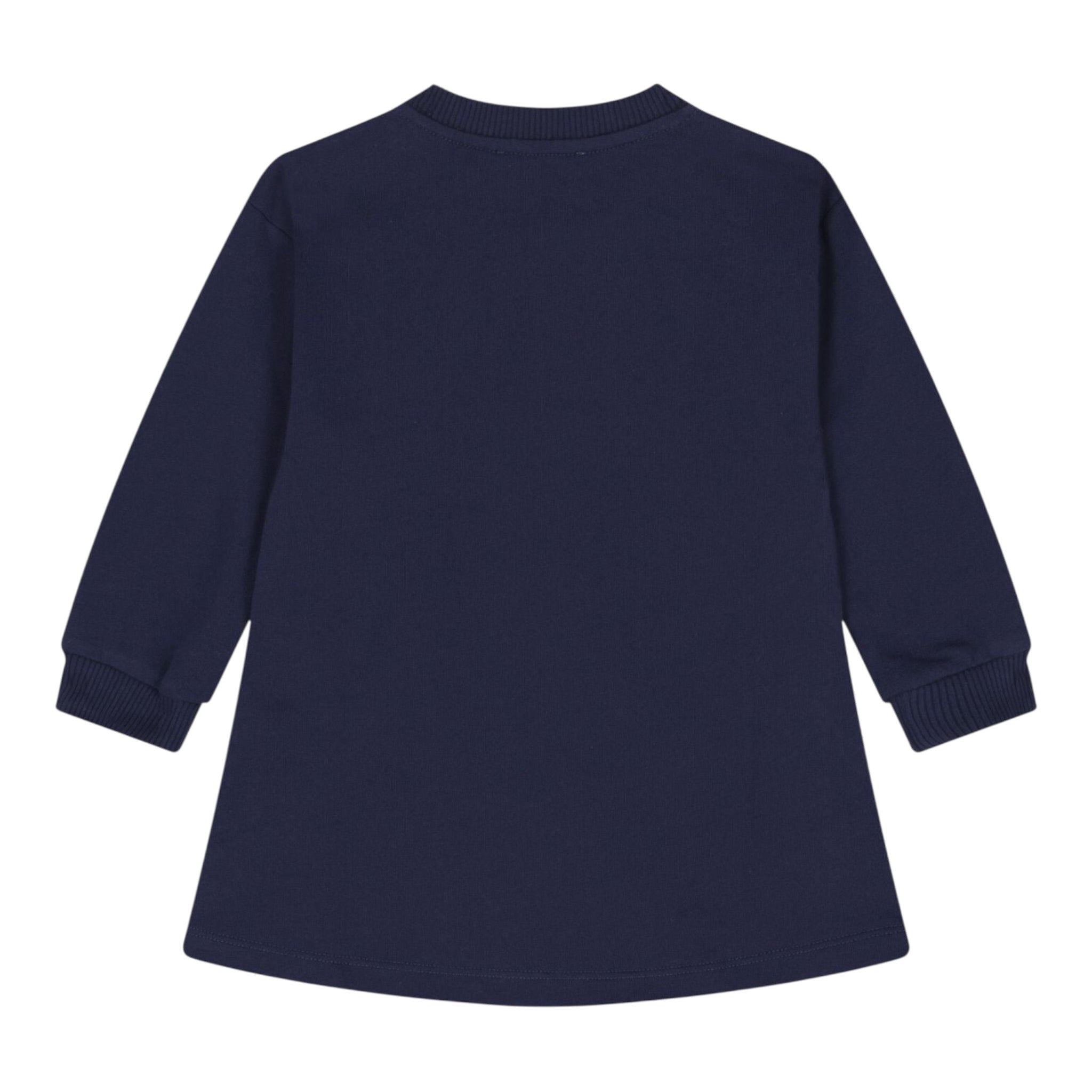 Moschino Abito Girocollo tinta unita con Logo Blu per Bambina MDV0CVXJ BLU MOSCHINO 