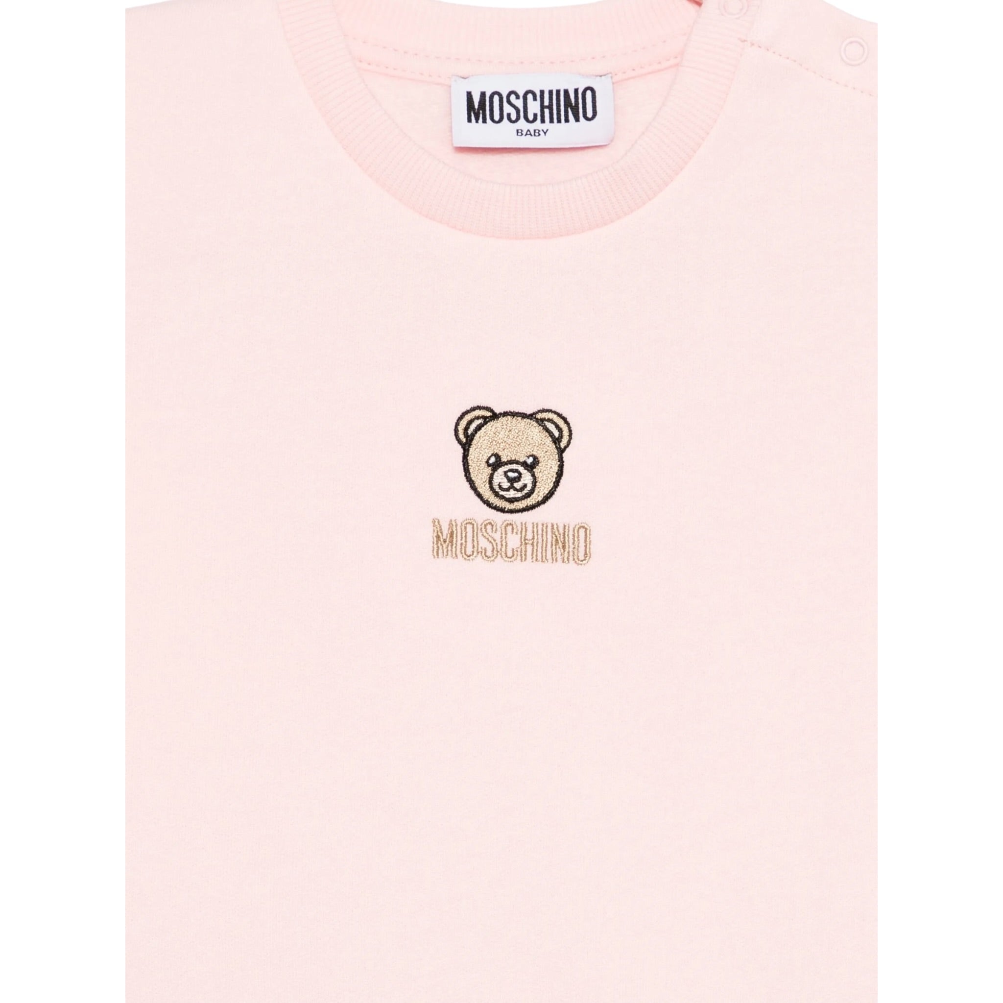 Moschino Abito Manica Lunga tinta unita con Stampa Rosa per Neonata MDV0D1N ROSA MOSCHINO 