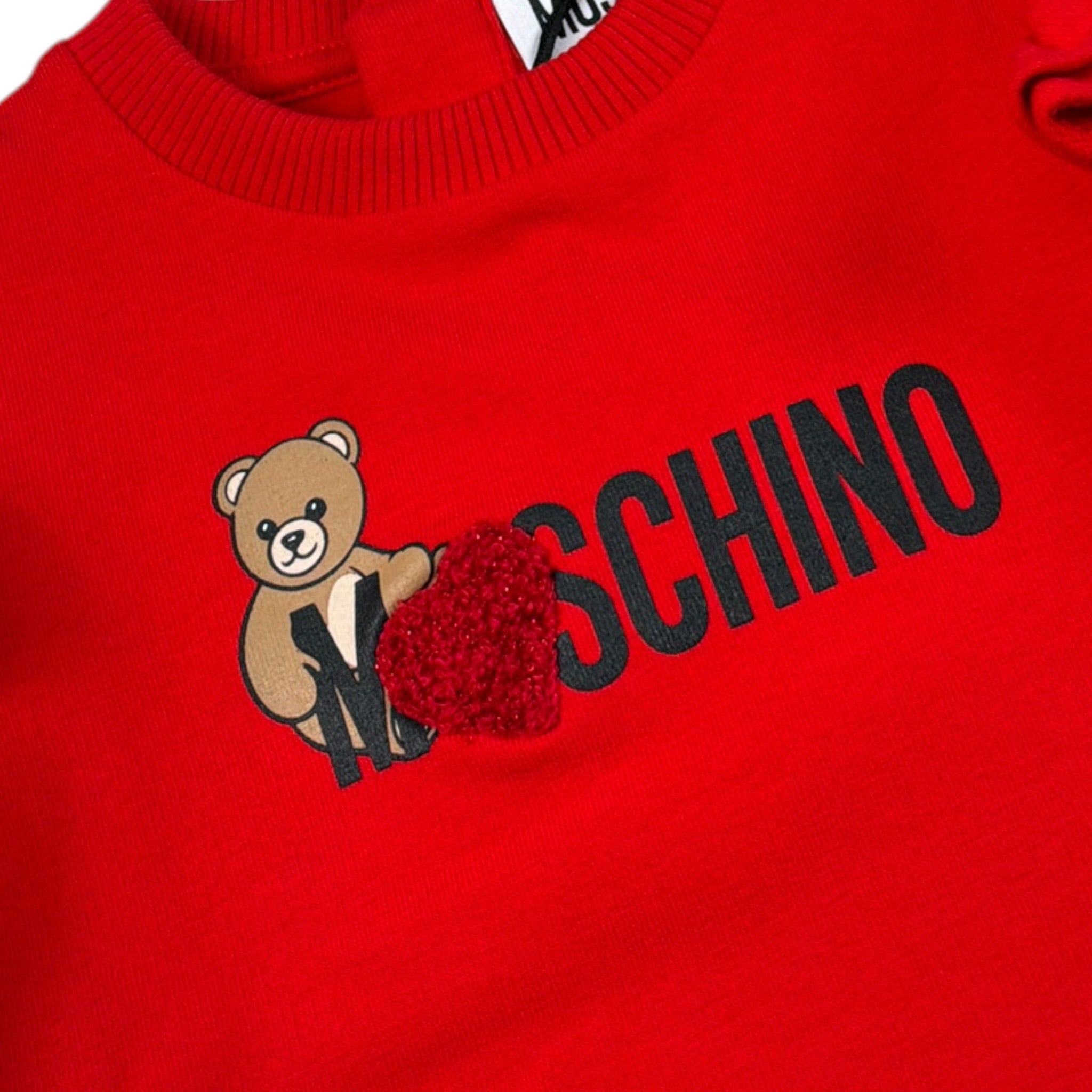 Moschino Abito tinta unita con Stampa Rosso per Neonata MDV0DP ROSSO MOSCHINO 