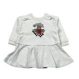 Moschino Abito Manica Lunfa tinta unita con Logo Bianco per Neonata MDV0DT BIANCO MOSCHINO 