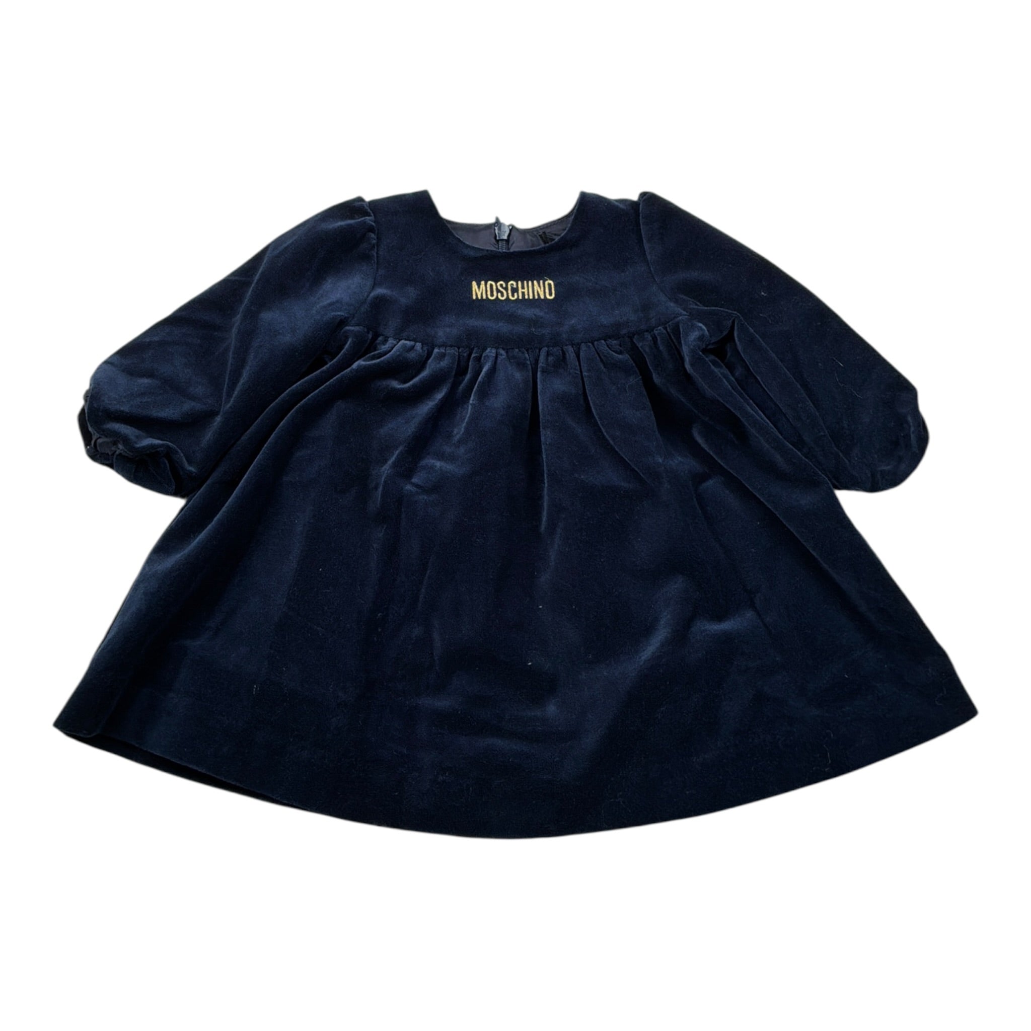 Moschino Abito tinta unita In Velluto Blu per Neonata MDV0DU BLU MOSCHINO 