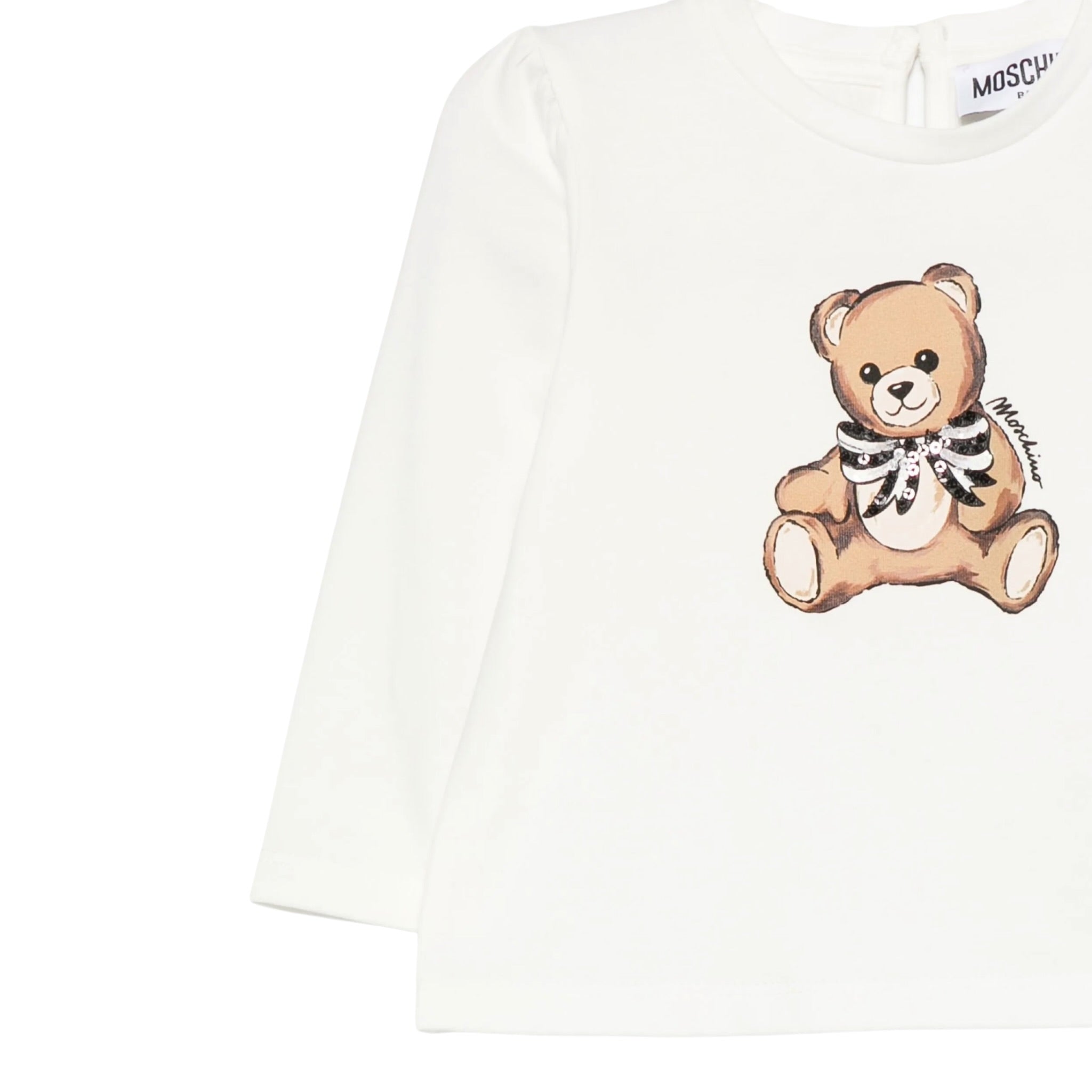 Moschino Shirt Girocollo tinta unita con Stampa Panna per Neonata MEO001XXX PANNA MOSCHINO 