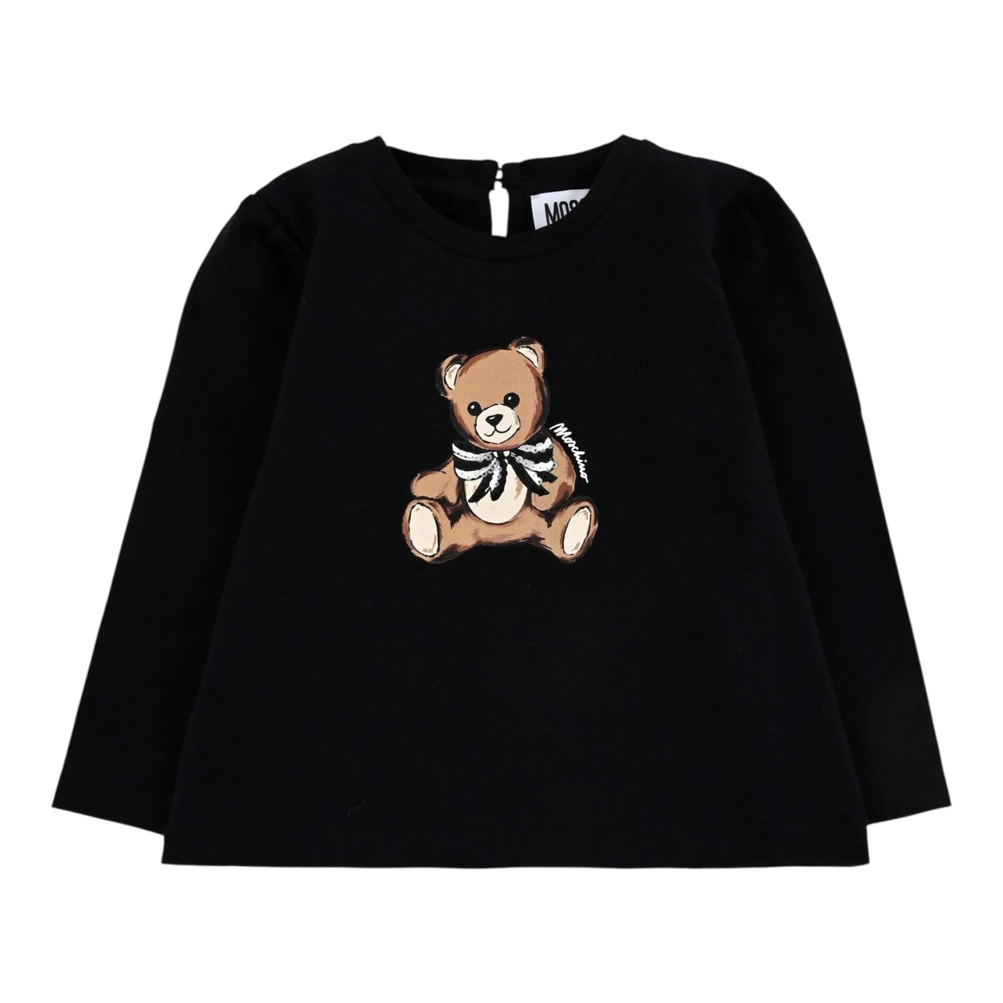 Moschino Shirt Girocollo tinta unita con Stampa Nero per Neonata MEO001XXXX NERO MOSCHINO 