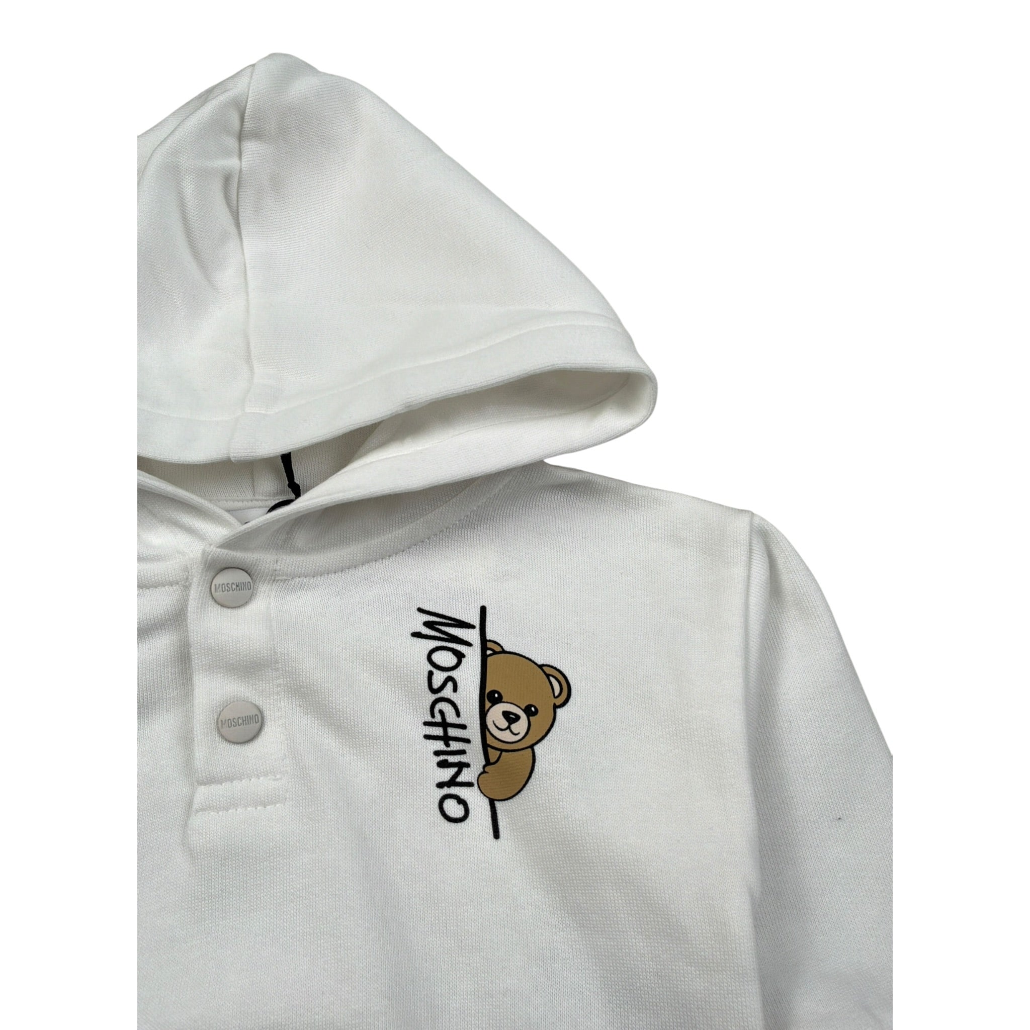 Moschino Felpa con Cappuccio tinta unita Panna per Neonato MMF05Z PANNA MOSCHINO 