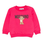 Moschino Felpa Chiusa Girocollo tinta unita con Stampa Fuxia per Neonata MNF060X FUXIA MOSCHINO 