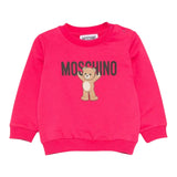 Moschino Felpa Chiusa Girocollo tinta unita con Stampa Fuxia per Neonata MNF060X FUXIA MOSCHINO 