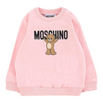 Moschino Felpa Chiusa Girocollo tinta unita con Stampa Rosa per Neonata MNF060X ROSA MOSCHINO 