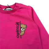 Moschino Shirt Girocollo tinta unita con Stampa Fuxia per Neonata MNO014 FUXIA MOSCHINO 