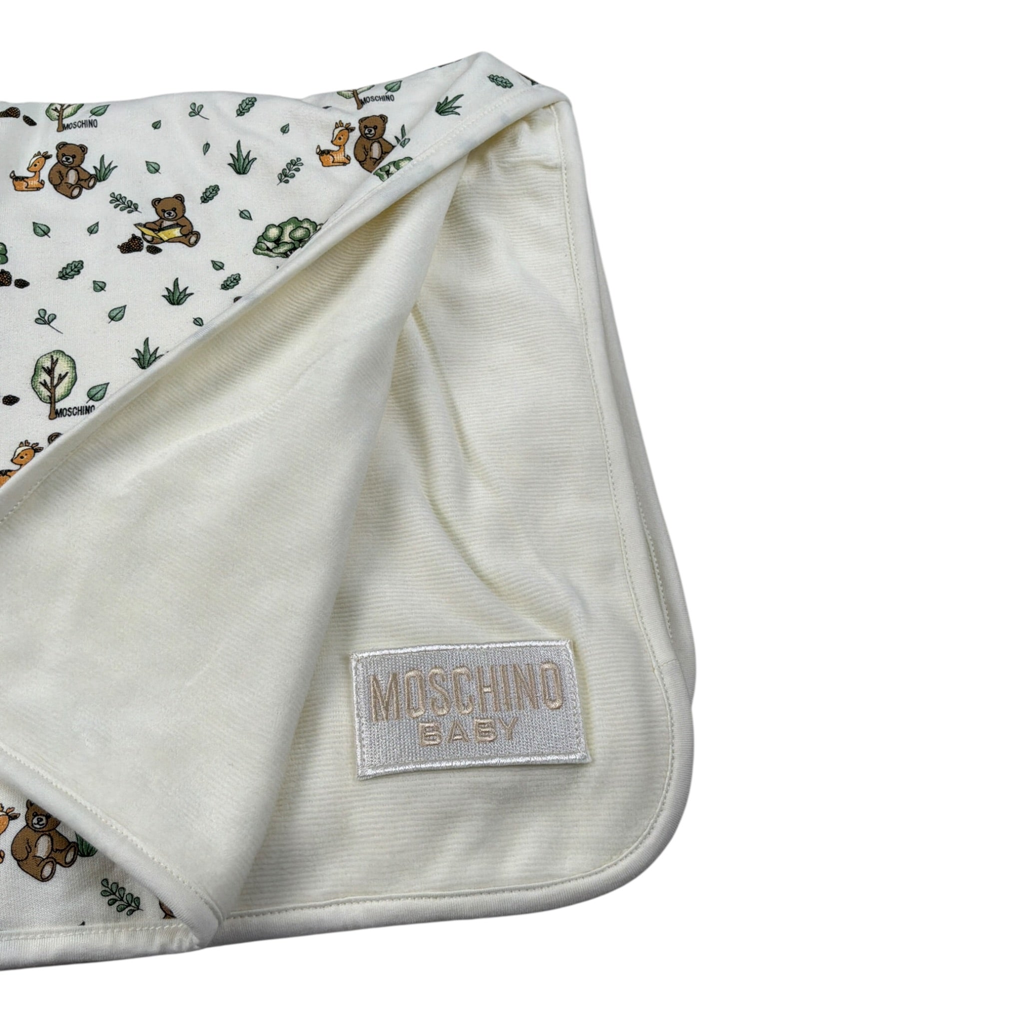 Moschino Coperta tinta unita con Logo Panna per Neonato MPB00F PANNA MOSCHINO 