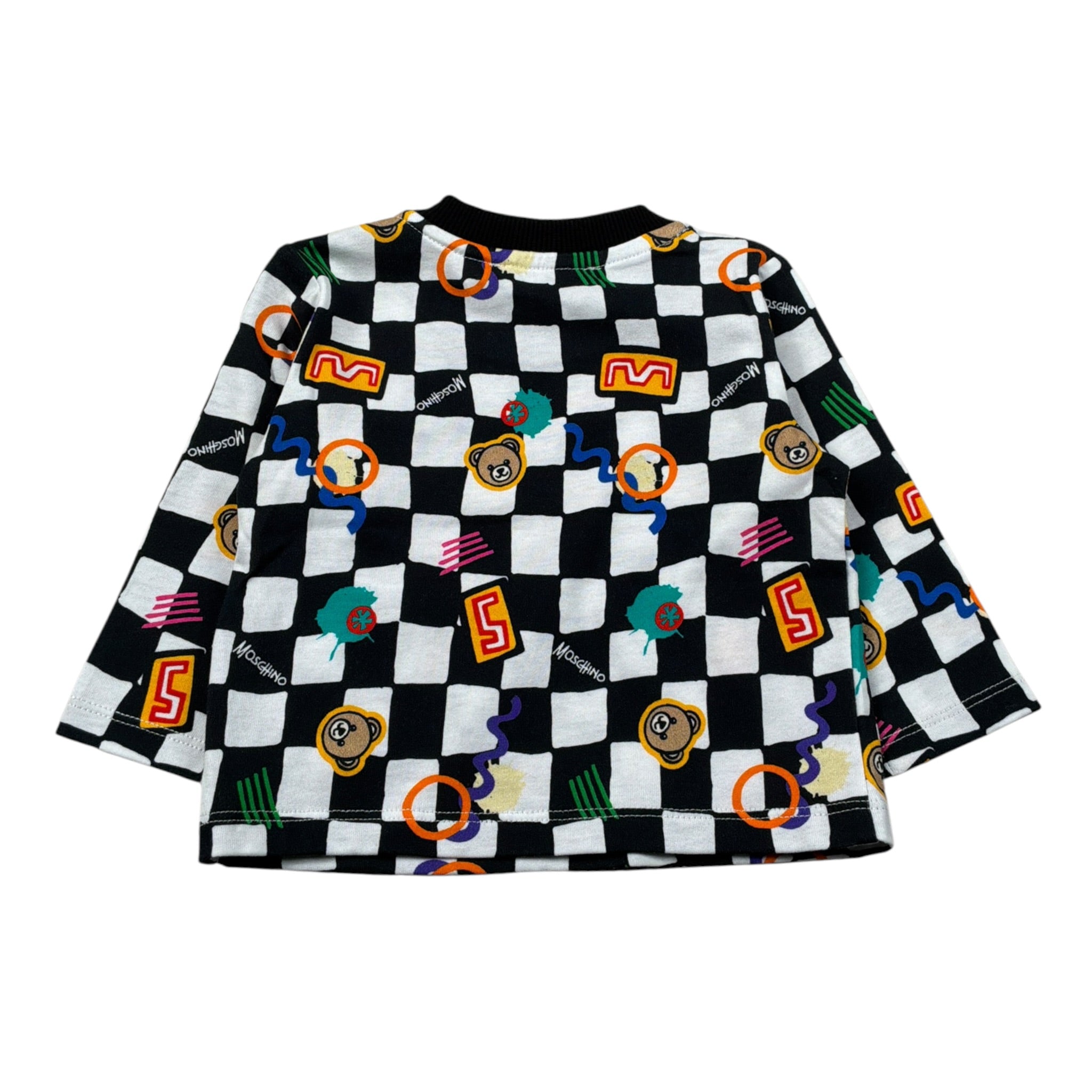 Moschino Shirt Girocollo Fantasia A Quadri Bianco/Nero per Neonato MPO014 BIANCO/NERO MOSCHINO 