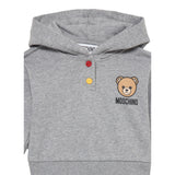 Moschino Felpa Chiusa Tinta Nita con Cappuccio E Logo Grigio per Neonato MUF05Z GRIGIO MOSCHINO 
