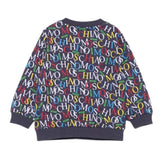 Moschino Felpa Chiusa Girocollo tinta unita con Stampe Blu per Bambino MUF060J BLU MOSCHINO 