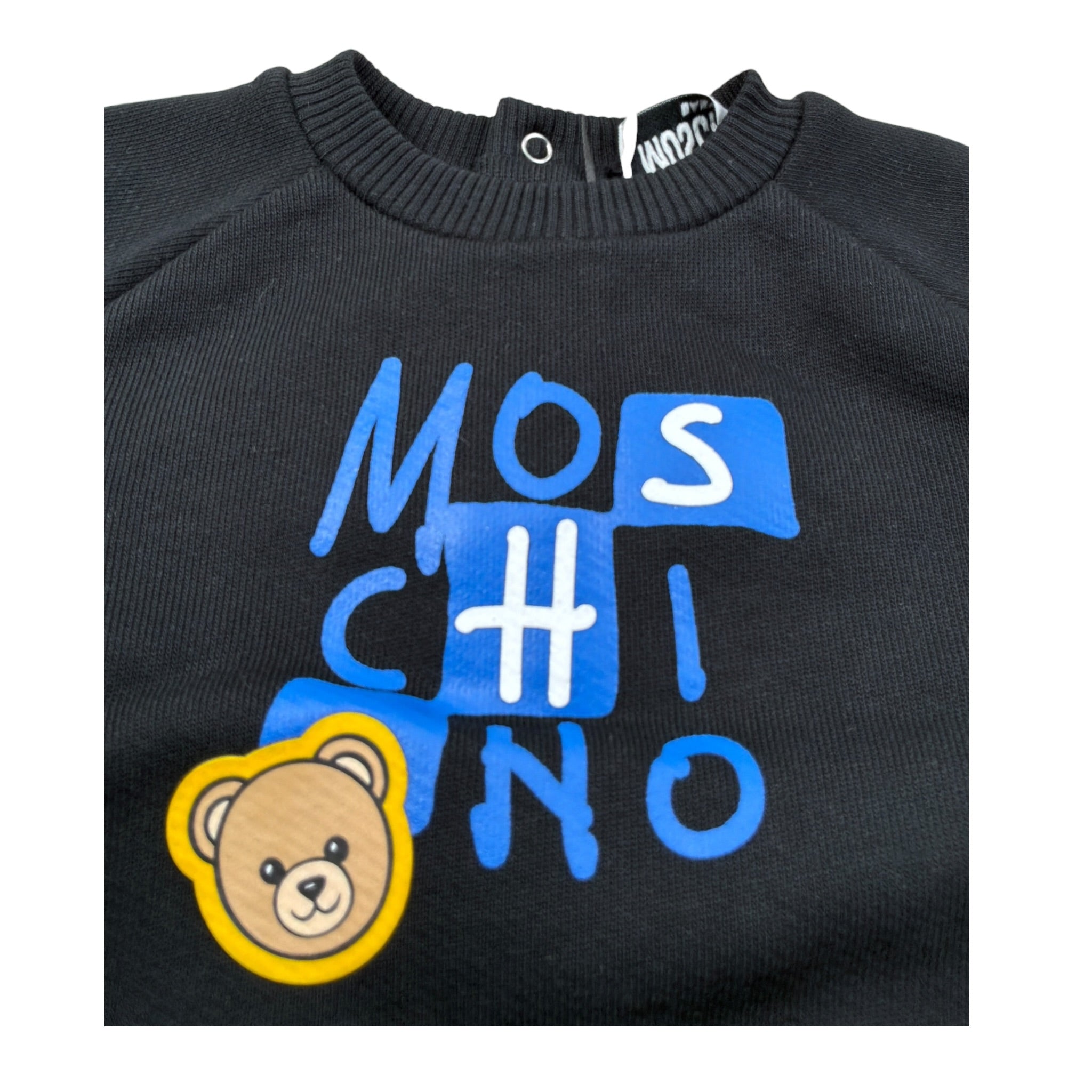 Moschino Felpa Chiusa Girocollo tinta unita con Logo Nero per Neonato MUF06E NERO MOSCHINO 