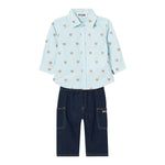 Moschino Completo 2 Pezzi Camicia-Jeans Multicolor per Bambino MUK057 MULTICOLOR MOSCHINO 