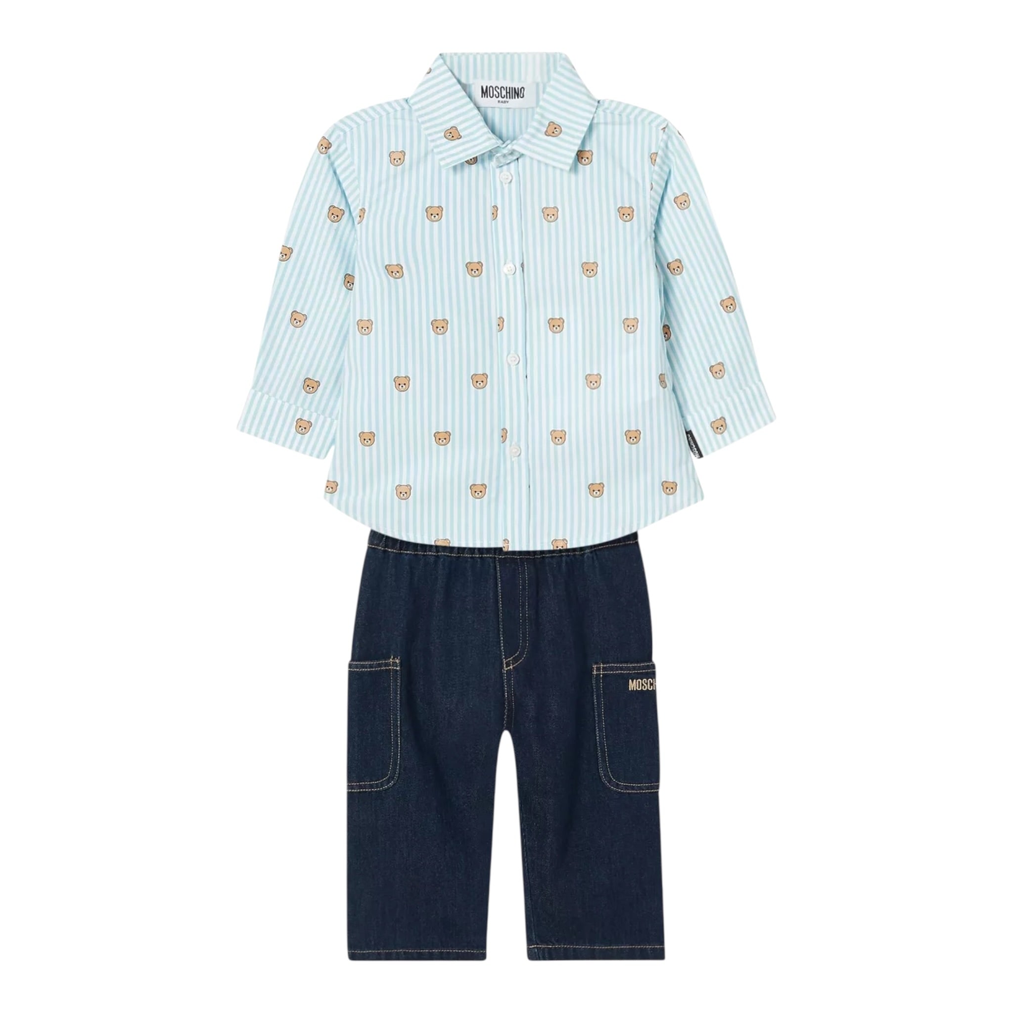 Moschino Completo 2 Pezzi Camicia-Jeans Multicolor per Bambino MUK057 MULTICOLOR MOSCHINO 