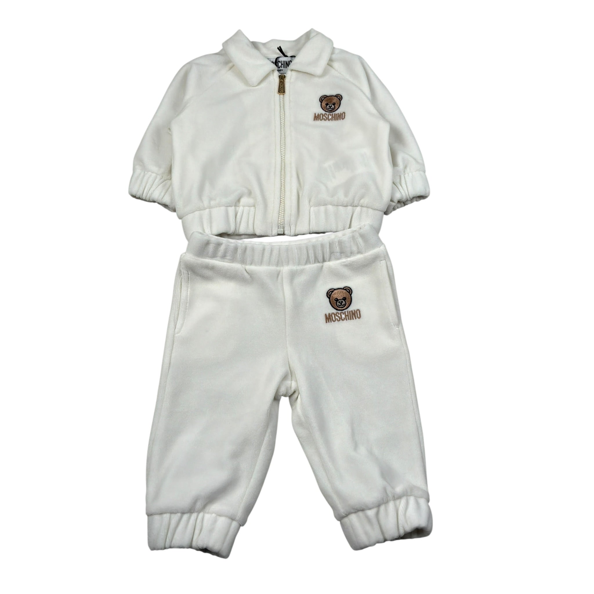 Moschino Completo 2 Pezzi Felpa-Pantalone tinta unita In Ciniglia Panna per Neonato MUK05O PANNA MOSCHINO 