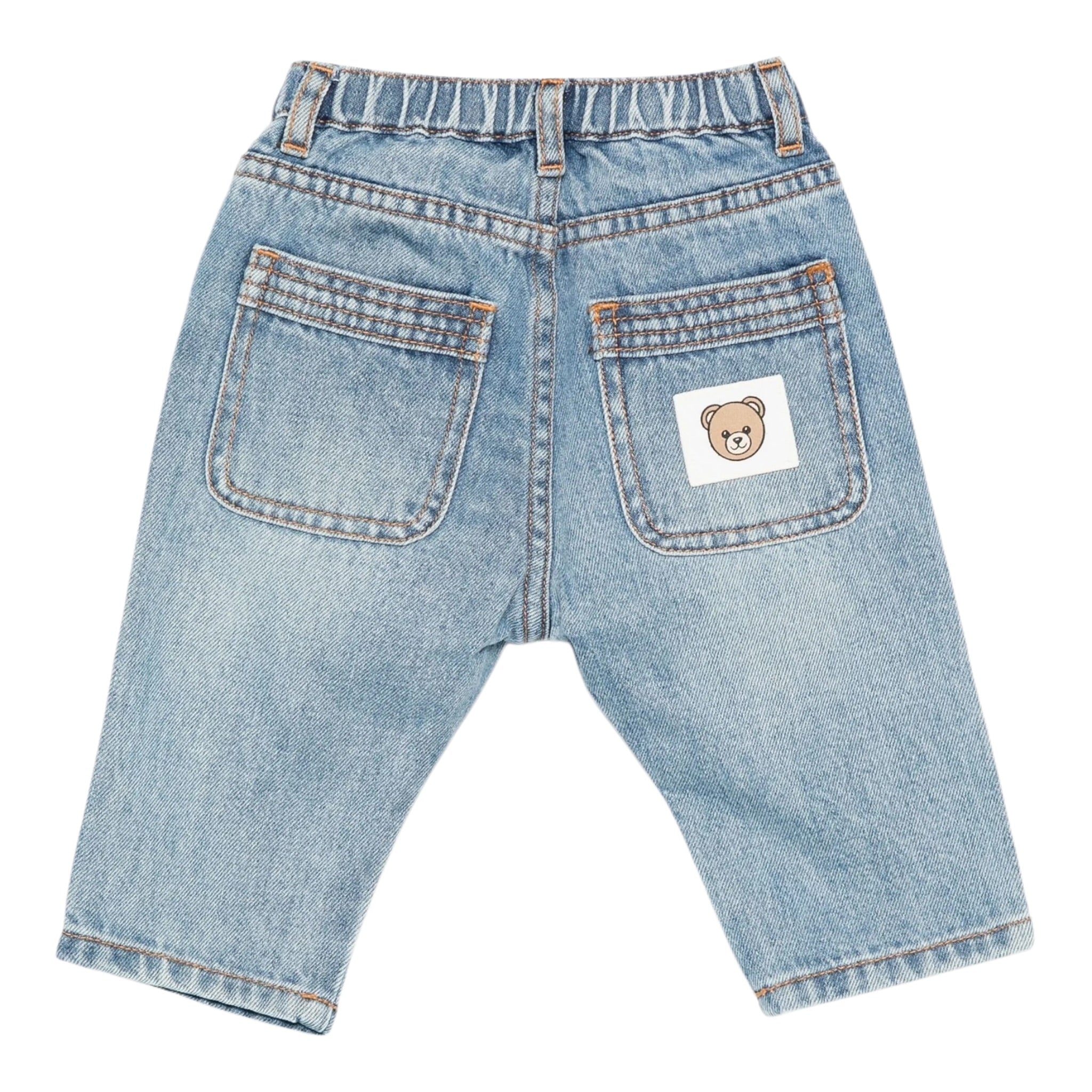 Moschino Jeans tinta unita con Elastico In Vita Azzurro per Neonato MUP05H AZZURRO MOSCHINO 