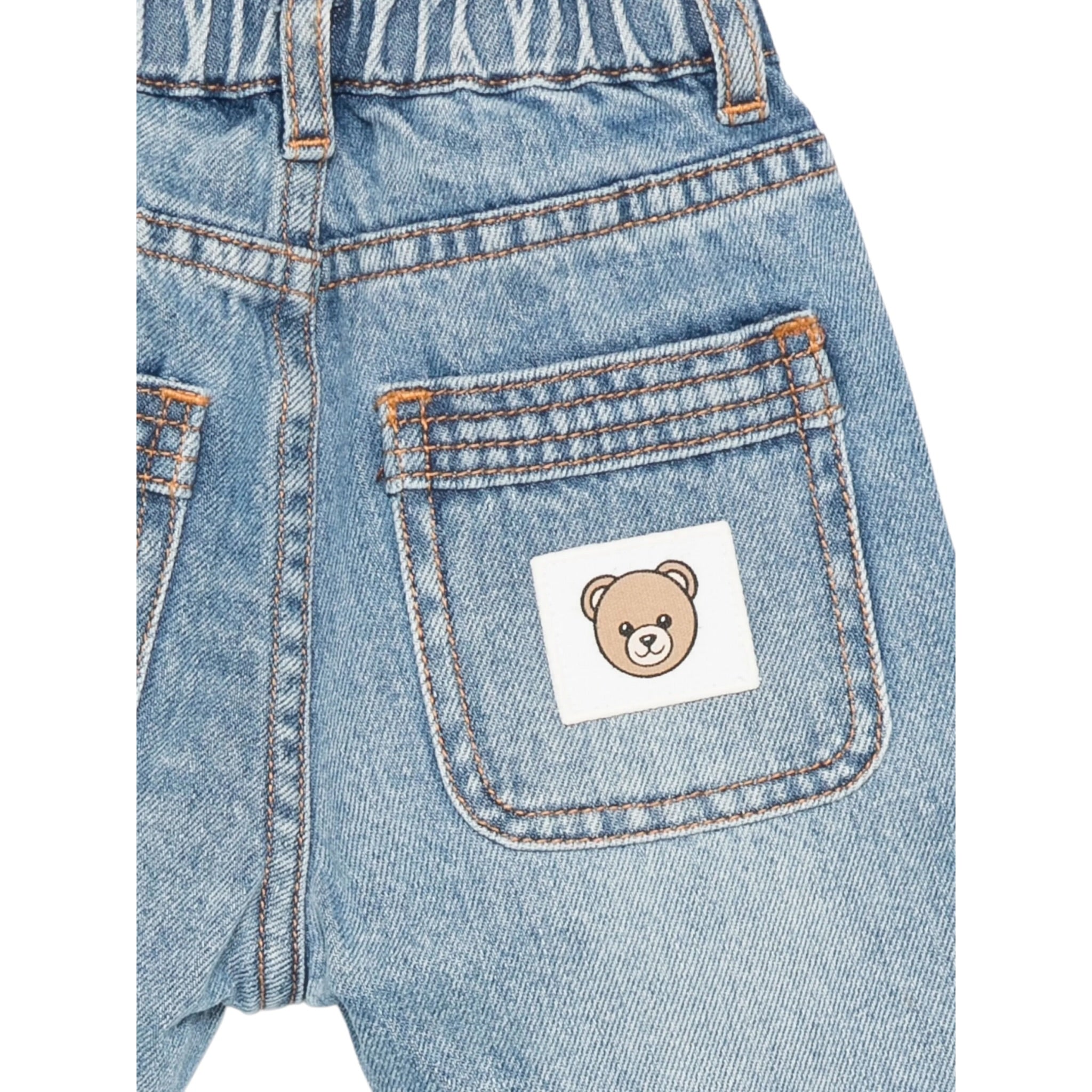 Moschino Jeans tinta unita con Elastico In Vita Azzurro per Neonato MUP05H AZZURRO MOSCHINO 