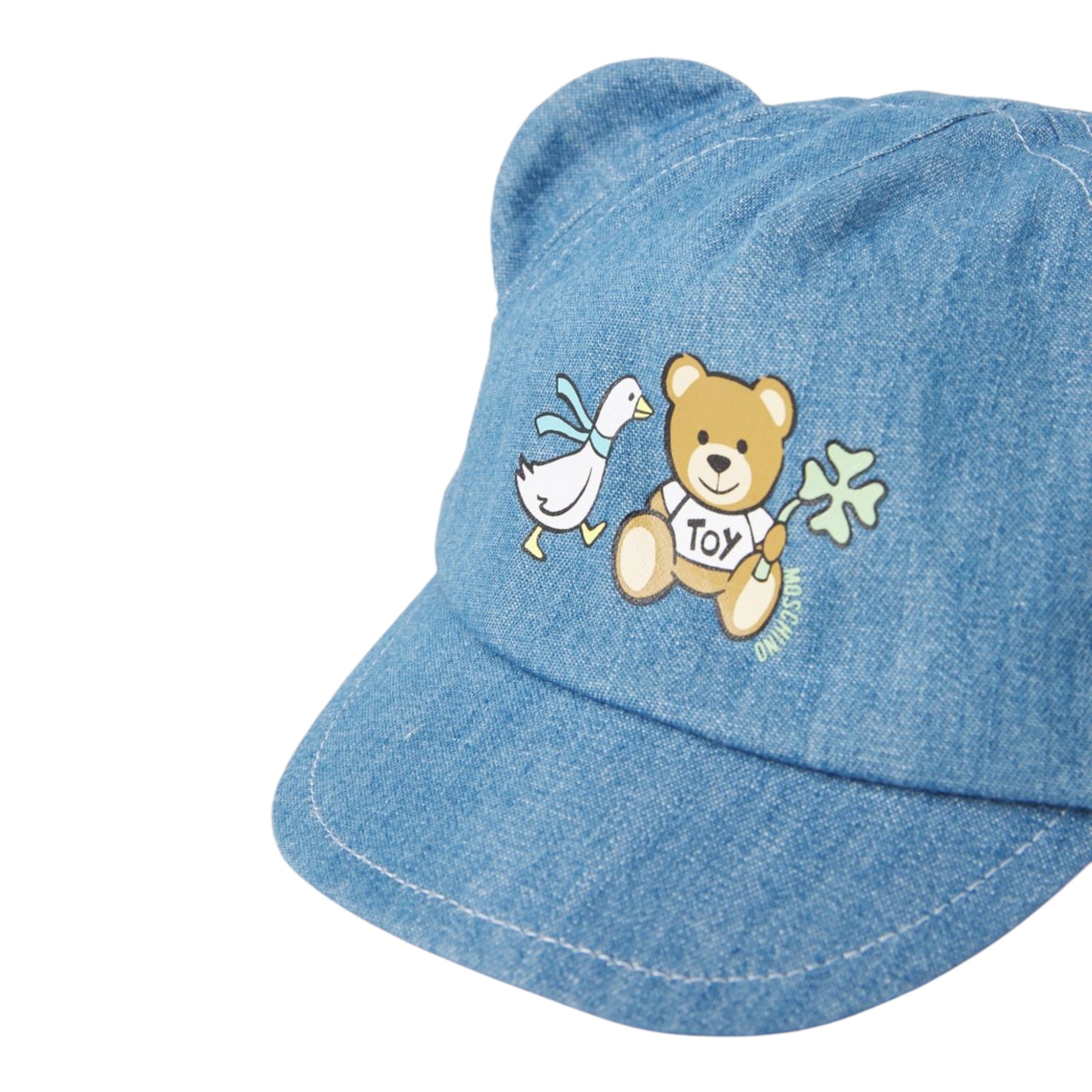 Moschino Berretto tinta unita In Denim Azzurro per Neonato MUX057 AZZURRO MOSCHINO 