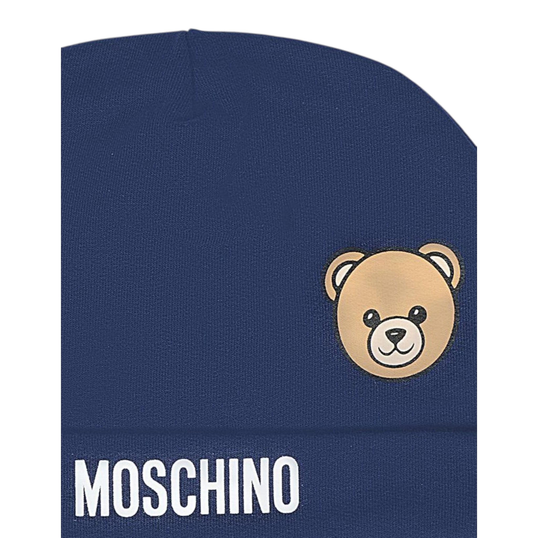 Moschino Cappello tinta unita con Logo Blu per Neonato MUX05L BLU MOSCHINO 