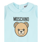 Moschino Tutina Manica Lunga tinta unita con Logo Azzurro per Neonato MUY08JX AZZURRO MOSCHINO 