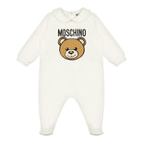 Moschino Tutina Manica Lunga tinta unita con Logo Bianco per Neonato MUY08JX BIANCO MOSCHINO 