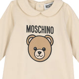 Moschino Tutina Manica Lunga tinta unita con Logo Beige per Neonato MUY08JXX BEIGE MOSCHINO 