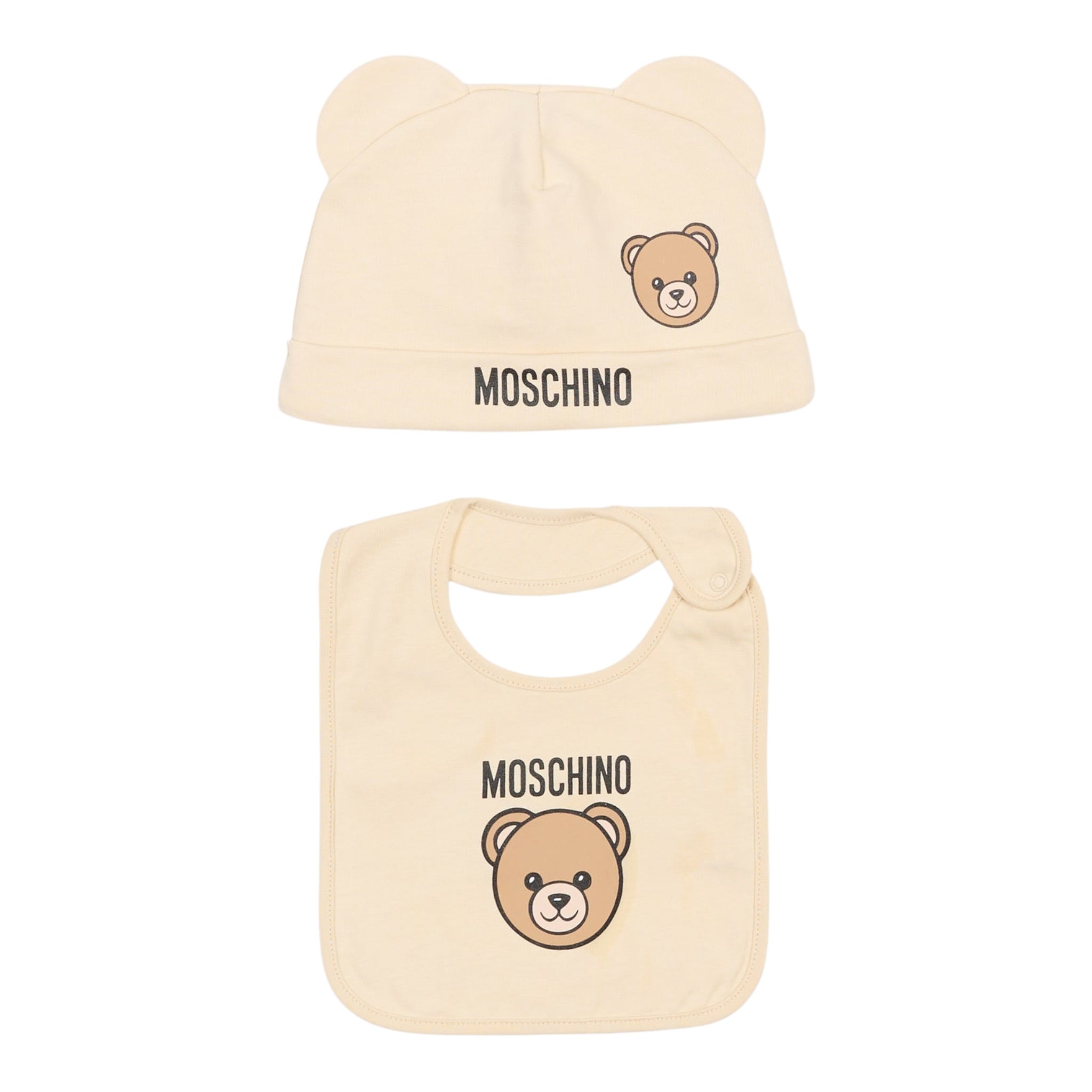 Moschino Set Cappello-Bavetta tinta unita Beige per Neonato MUY08KXX BEIGE MOSCHINO 