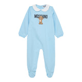Moschino Tutina Manica Lunga tinta unita con Logo Azzurro per Neonato MXY037 AZZURRO MOSCHINO 