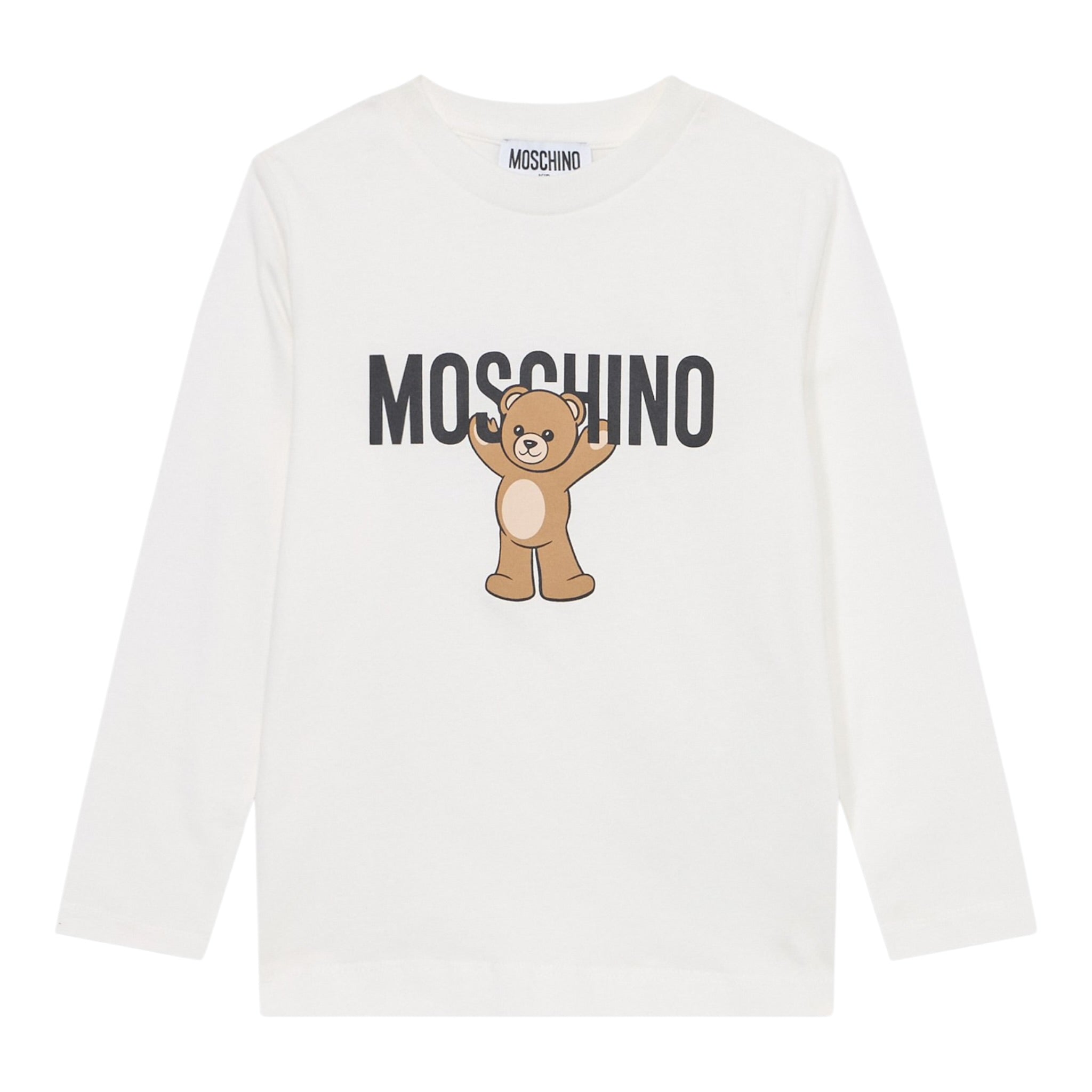 Moschino Shirt Girocollo tinta unita con Stampa Bianco per Bambino MZO00RX BIANCO MOSCHINO 