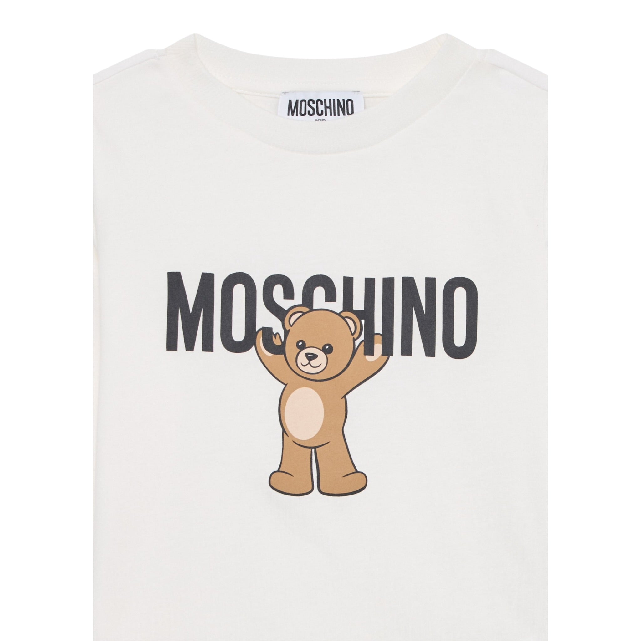 Moschino Shirt Girocollo tinta unita con Stampa Bianco per Neonato MZO00RXXX BIANCO MOSCHINO 